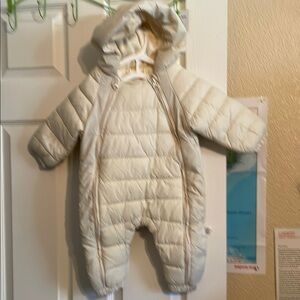 Cream Hooded Baby Snowsuit